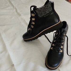 Cole Haan Black and Gray Ankle Booties with Rugged Sole